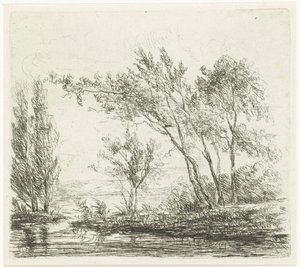 Paisaje con árboles junto al agua. de Willem Matthias Jan van Dielen