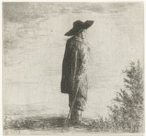 Hombre con sombrero y palo en paisaje de Willem Matthias Jan van Dielen