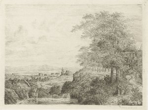 paisaje del sur con templo y figuras de Willem Matthias Jan van Dielen