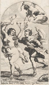Dafne huyendo de Apolo, con Cupido sobre ella de Willem Panneels