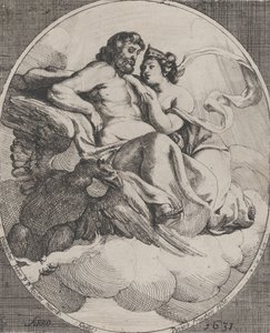 Júpiter y Juno sentados en nubes, con un águila sosteniendo rayos a la izquierda de Willem Panneels