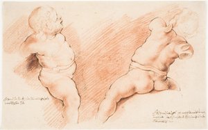 Centauro dominado por Amor. Grupo escultórico antiguo. Dos estudios de Amor, uno visto desde la derecha, el otro desde atrás de Willem Panneels