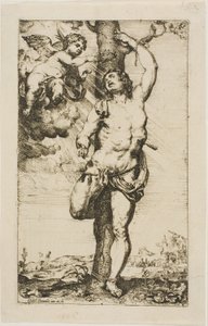 San Sebastián coronado por un ángel de Willem Panneels