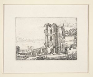 Torre en ruinas a la derecha del centro, lámina 2 de El conjunto de los paisajes de Willem Pietersz. Buytewech