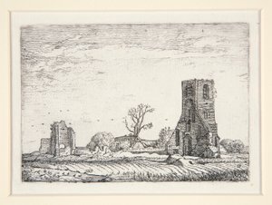 Ruinas de una iglesia (Capilla de Eykenduynen cerca de La Haya), Lámina 10 de El Conjunto de los Paisajes de Willem Pietersz. Buytewech