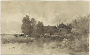 Paisaje con granja de Willem Roelofs (I)