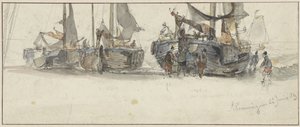 Barcos de pesca en la playa de Scheveningen de Willem Roelofs (I)