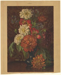 Jarrón con dalias de Willem Roelofs (II) (signed by artist)