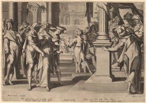 Susana ante Daniel de Willem Swanenburgh, after Joachim Anthonisz Wtewael