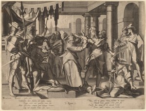 El juicio de Salomón de Willem Swanenburgh after Joachim Anthonisz Wtewael