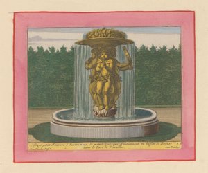 Brunnen mit einer Statue von drei Musikern, die eine Schale über ihren Köpfen tragen de Willem Swidde