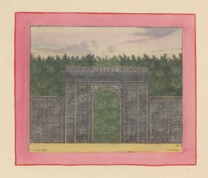 Rechteckiger Pavillon aus Lattenwerk mit Tor für eine Hecke in den Gärten von Versailles de Willem Swidde