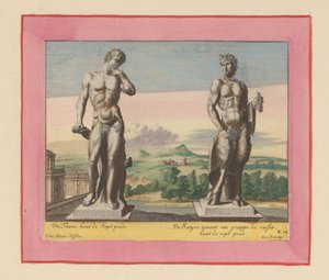 Statuen eines Fauns und eines Satyrs mit Trauben de Willem Swidde