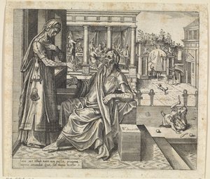 Sara le pide a Abraham que despida a Agar e Ismael Historia de Agar e Ismael (título de la serie) de Willem Thibaut