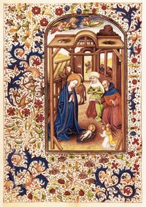 Escena de la Natividad del "Libro de Horas de Leonor de la Vega" de Willem Vrelant