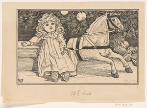 Muñeca y caballo de juguete bajo un árbol de Navidad