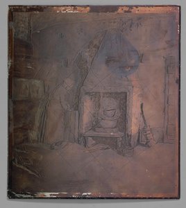 Interior con una mujer junto a la chimenea. de Willem Witsen (possibly)