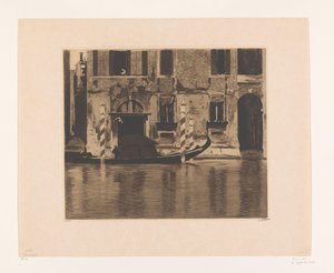 Góndola amarrada con superestructura en un canal de Venecia
Góndola con superestructura en el Gran Canal de Venecia (título original) de Willem Witsen (signed by artist)