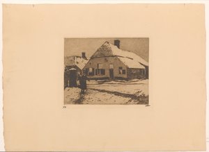 Casas cubiertas de nieve en una carretera de Ede