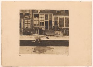 Vista de las casas del canal en Ámsterdam de Willem Witsen (signed by artist)