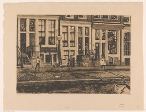 Vista de las casas del Oude Waal en Ámsterdam de Willem Witsen (signed by artist)
