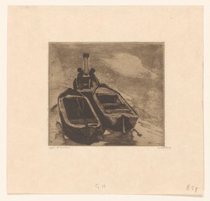 Remolcador con dos barcazas de Willem Witsen (signed by artist)