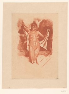 Mujer desnuda de pie secándose de Willem Witsen (signed by artist)