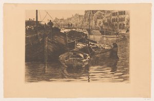 Barcos de turba en el Oude Schans de Ámsterdam de Willem Witsen (signed by artist)