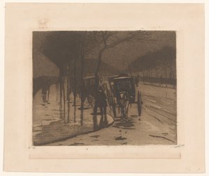 Esperando carruajes en el Victoria Embankment en Londres de Willem Witsen (signed by artist)