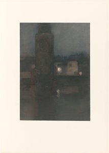La Montelbaanstoren de Ámsterdam por la noche