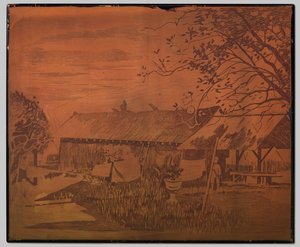 Gambar, dependencia larga, secado de ropa en primer plano de Willem Arnoldus Witsen