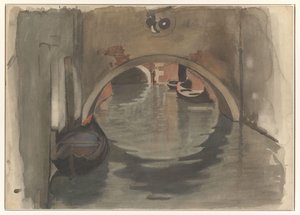Vista bajo un puente arqueado en Venecia de Willem Arnoldus Witsen