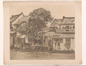 Vista de casas en un río en Batavia
Casas en el kali. Árboles entre las casas, Batavia (título original) de Willem Arnoldus Witsen