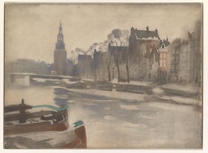 Vista del Oude Schans a la torre de Montelbaan de Willem Arnoldus Witsen