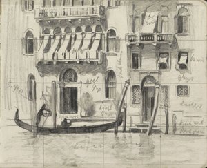 Casas con toldos sobre balcones en el Gran Canal de Venecia de Willem Arnoldus Witsen