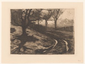 Paisaje con árboles y valla