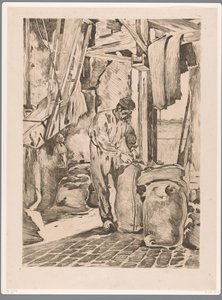 El molinero del molino de Wijk bij Duurstede anuda un saco
Molinero con puerta abierta (título original) de Willem Arnoldus Witsen