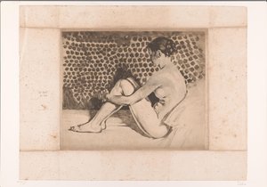 Desnudo, con las rodillas dobladas, sentado en un sofá. de Willem Arnoldus Witsen