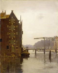 Almacenes en un canal de Ámsterdam en Uilenburg de Willem Arnoldus Witsen