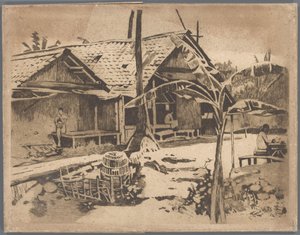 Árbol Pisang en el kampong, Buitenzorg de Willem Arnoldus Witsen