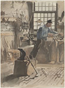 Herrero trabajando en su fragua de Willem Arnoldus Witsen