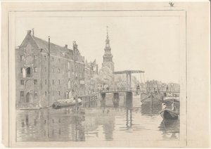 Paisaje urbano con la torre Montelbaan