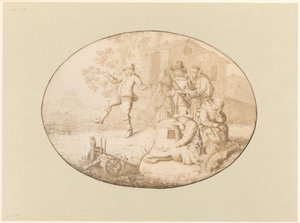 Pareja elegante visitando un grupo de gitanos de Willem de Heer