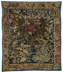 Tapiz con las armas del emperador Carlos V Verdor con el escudo de armas del emperador Carlos V