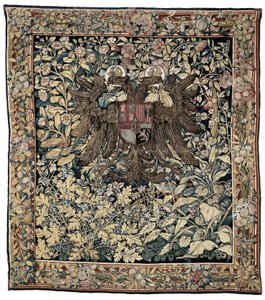 Tapiz con las armas del emperador Carlos V Verdor con el escudo de armas del emperador Carlos V