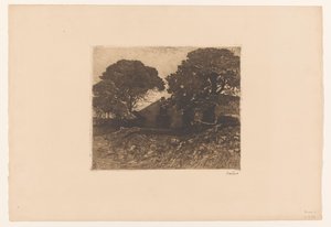 Granja o explotación agrícola cerca de grandes árboles de Willem de Zwart (signed by artist)
