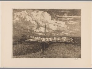 Paisaje de dunas con excavación de arena y barcos
Cantera de arena (título original) de Willem de Zwart (signed by artist)
