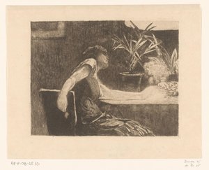 Mujer en una mesa con flores (título original) de Willem de Zwart