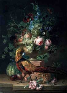 Bodegón con Flores y un Faisán de Willem van Leen