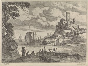 Vista al puerto con barcos de Willem van Nieulandt (II)